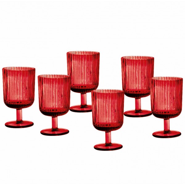 Brandani - Plissè set 6 calici rosso