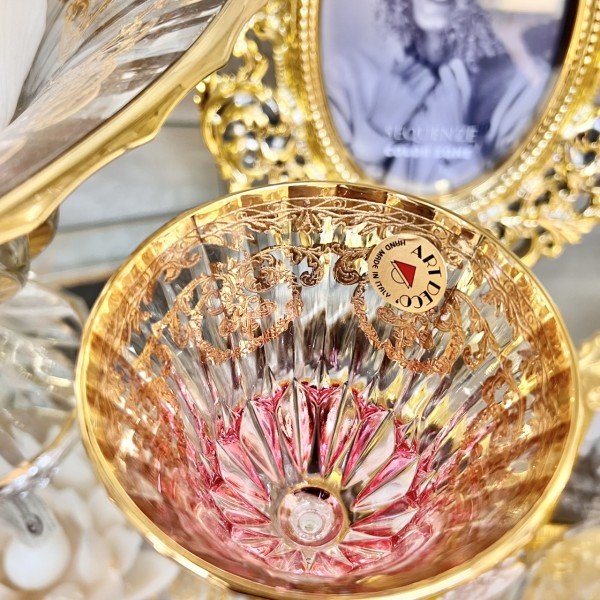 6 Grandi Bicchieri Da Vino O Acqua Art Déco Rosa Con Gambo Nero 17 Cl X37mk9g5zdnm