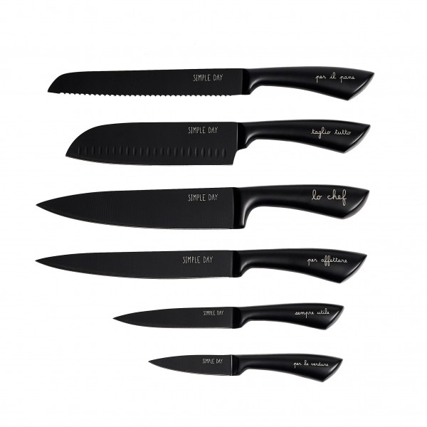 Simple Day - Set 6 Coltelli neri