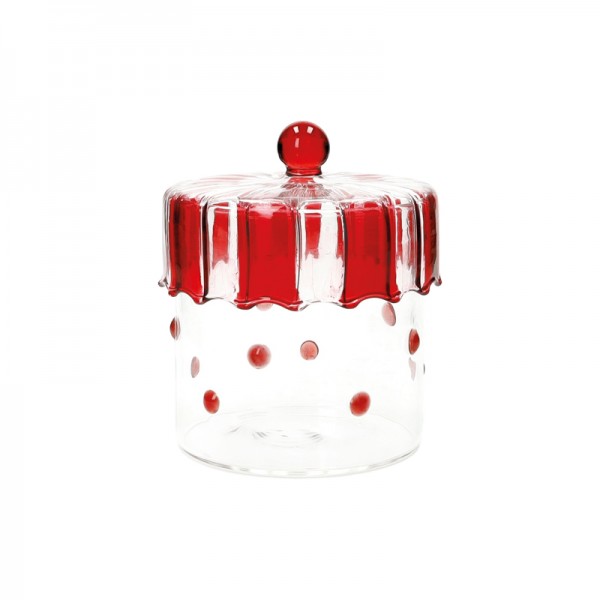 Brandani - Barattolo pois rosso d9h12cm