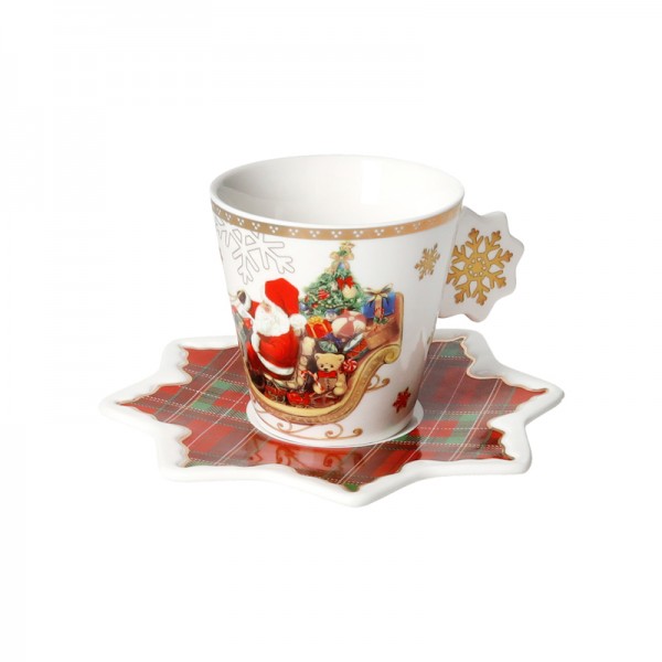 Set Da Tè 8 Tazze E Piattini In Porcellana Floreale – 236ml Con Cucchiai Dorati – Regalo Matrimonio O Natale - 4