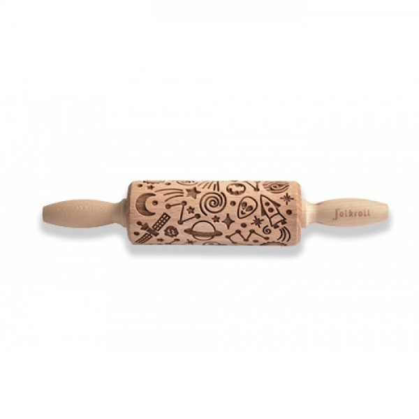 Folkroll - Mattarello legno decoro Ufo